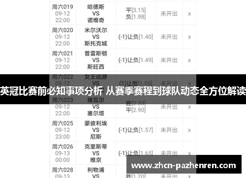 英冠比赛前必知事项分析 从赛季赛程到球队动态全方位解读